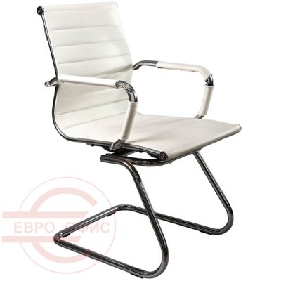 FX-827V Кресло для посетителя Евро Офис, обивка иск. кожа (Белый)