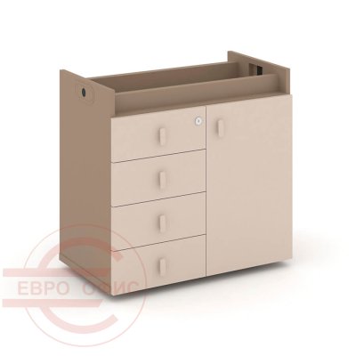 ES.TON-2 Тумба опорная - Фасад + ящики RIVA Estetica (Латте/Капучино/Металл Латте)