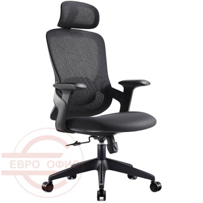 7257A-1 Кресло для руководителя  Евро Офис, обивка комбинированный (Черный MT05-1 + MТ02-1)