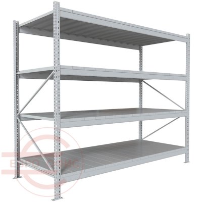 200x240x100 Металлический стеллаж MS PRO, 4 (Cерый полуматовый (RAL 7038))