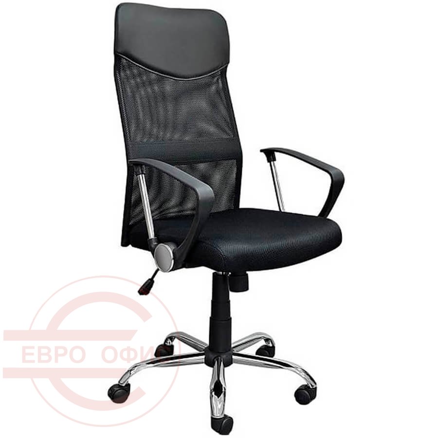 H 935-2 MESH Кресло для персонала Евро Офис, обивка комбинированный (Чёрное (TW-11))