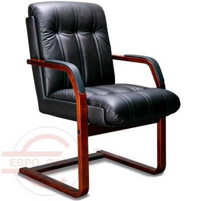 CANNES C LX Кресло для посетителя  Мирэй Групп, обивка кожа (Черный (орех тай)) CANNES C LX Кресло для посетителя  Мирэй Групп, обивка кожа (Черный (орех тай))