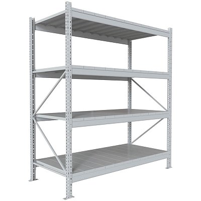 200x180x80 Металлический стеллаж MS PRO, 4 (Cерый полуматовый (RAL 7038))