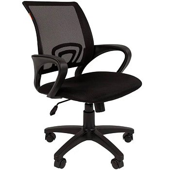 696 Кресло для персонала  Chairman, обивка сетка / ткань (Чёрная сетка, чёрная ткань (TW-11+TW-01))