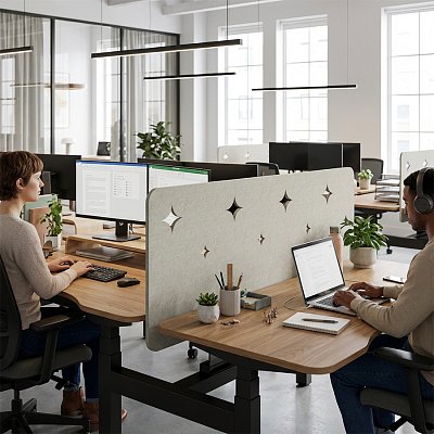ACOH224 Экран для стола Маленькие звездочки ACOUSOUND, Евро Офис 2200х9х400 мм. (Шалфей (AC-56))