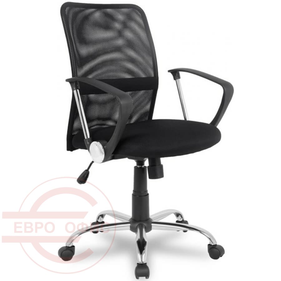 5735 Кресло для персонала Евро Офис, обивка комбинированный (Чёрный)