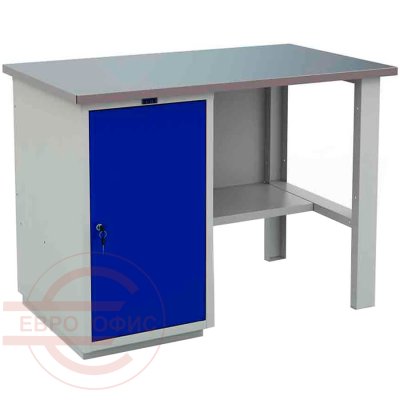 PROFI (№201) WT120.WD1/F1.000 Верстак ПРОМЕТ (Корпус (RAL 7038), дверь ящика (RAL 5002).)