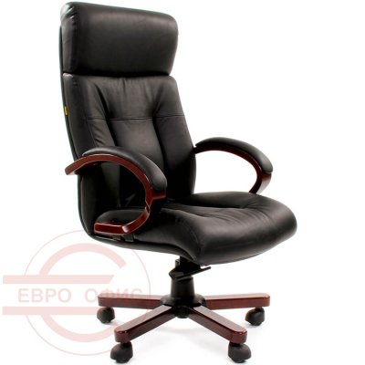 421 Кресло для руководителя  Chairman, обивка кожа (Чёрный)