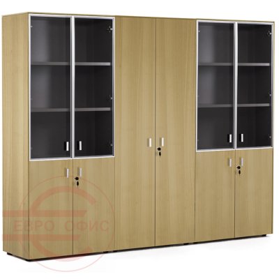 109 731 Шкаф комбинированный Profoffice Enzo (Светлый эвкалипт / хром)