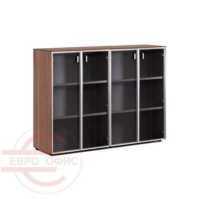 101 723 Шкаф-витрина H.120, 4 дв Profoffice Exe (Орех мароне/Хром)