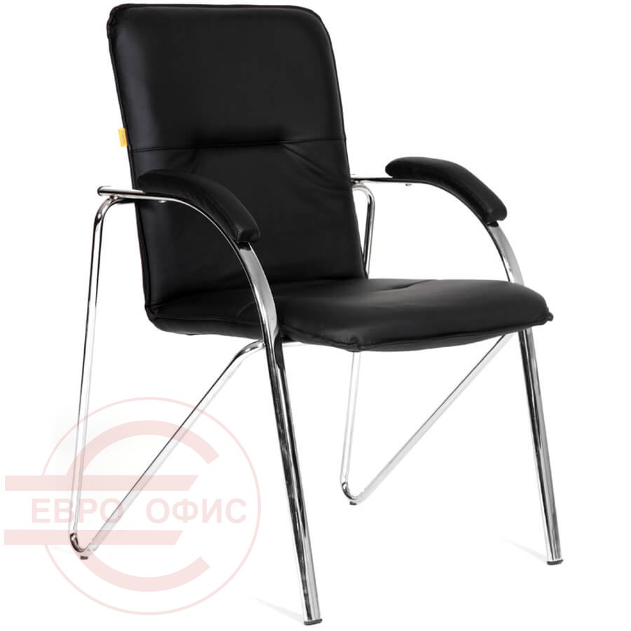 850 Кресло для посетителя Chairman, обивка иск. кожа (Чёрный)