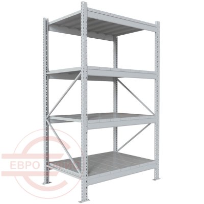 200x120x80 Металлический стеллаж MS PRO, 4 (Cерый полуматовый (RAL 7038))
