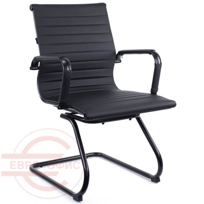 LEO BLACK CF Кресло для посетителя EVERPROF, обивка иск. кожа (Чёрный)