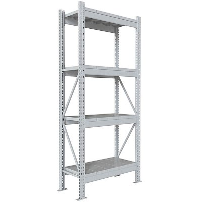 200x90x40 Металлический стеллаж MS PRO, 4 (Cерый полуматовый (RAL 7038))