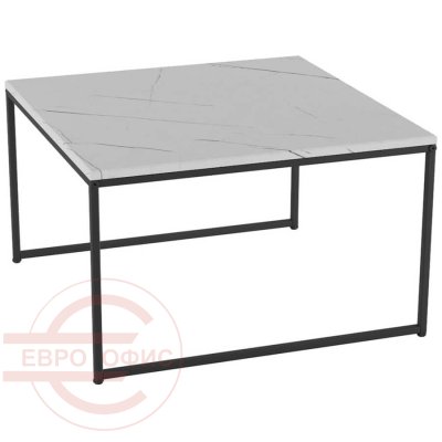 Овер Стол журнальный Мебелик (Белый мрамор / Черный) Овер Стол журнальный Мебелик (Белый мрамор / Черный)