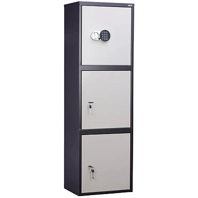 AIKO SL-150/3Т EL Бухгалтерский шкаф ПРОМЕТ, электронный кодовый + ключевой (Корпус – графит (RAL 7024), дверь – светло-серая (RAL 7038))