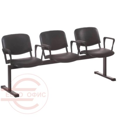 ТРАСТ СМ 82/20-03 Многоместная секция  COMFORUM, обивка экокожа (Чёрный)