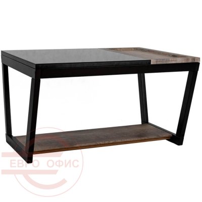 BeautyStyle 31 Журнальный стол Мебелик (Дуб крымский состаренный / Венге / стекло черное)